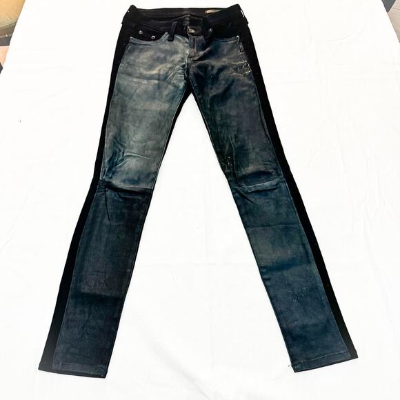 Rag & Bone Skinny Two Toned Textured Denim Jeans Coal Size 25 - Picture 2 of 7